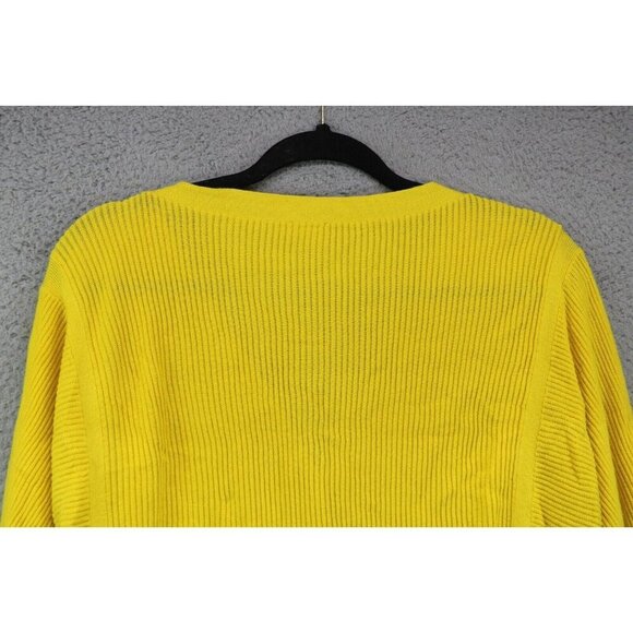 Cabi Bright Yellow Oversized Button-Up Cropped Sweater-Small-3/4 Sleeve - Picture 10 of 10